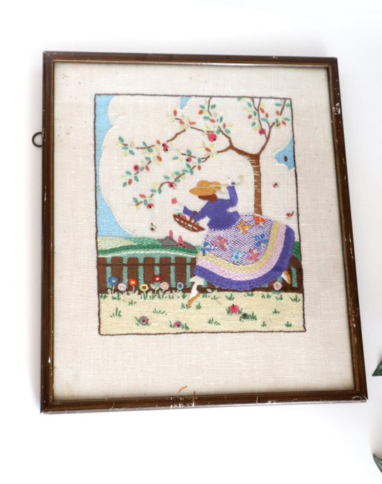 vintage framed embroidery